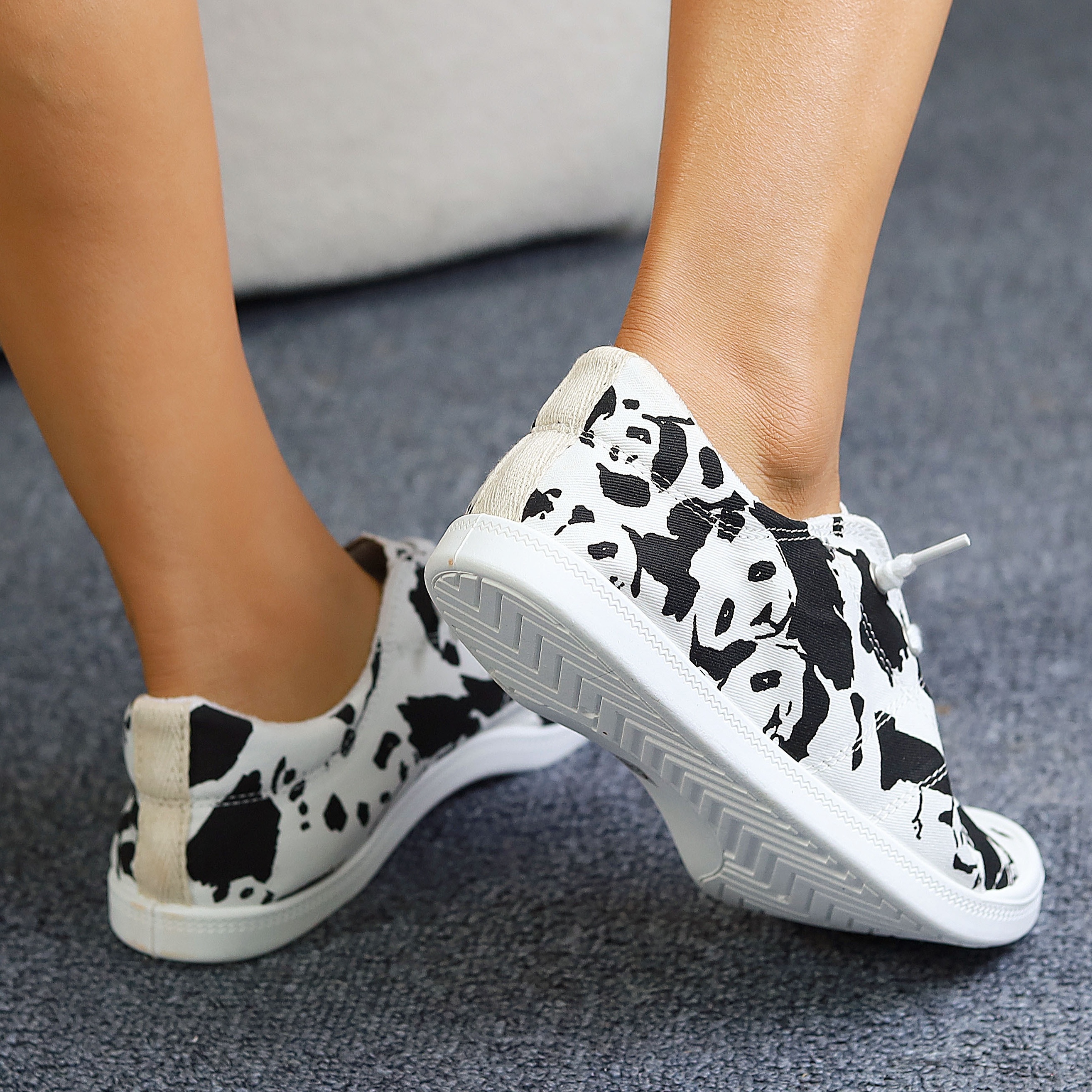 Zapatos Lona Estampados Panda Mujer Elegantes Zapatillas Temu