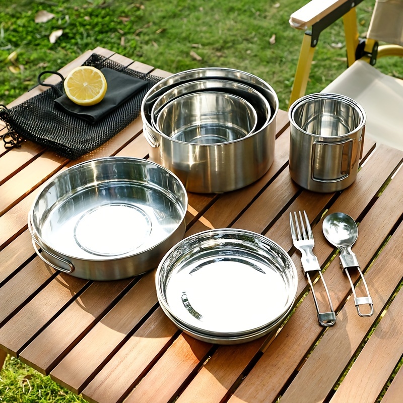 Outdoor Camping Pot Set 304 Stainless Steel Bowl Picnic Tableware