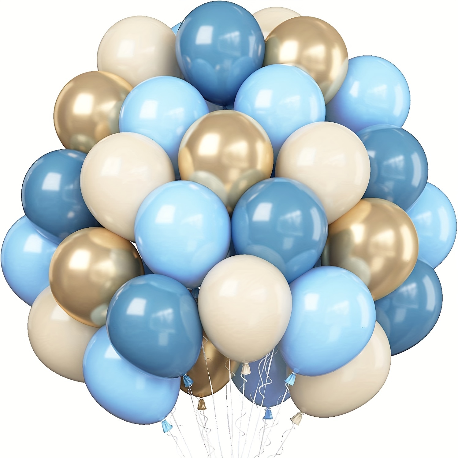 Globos de confeti azul marino y plateado, 50 globos metálicos de 12  pulgadas de color blanco y plateado para fiesta de cumpleaños, boda y  aniversario