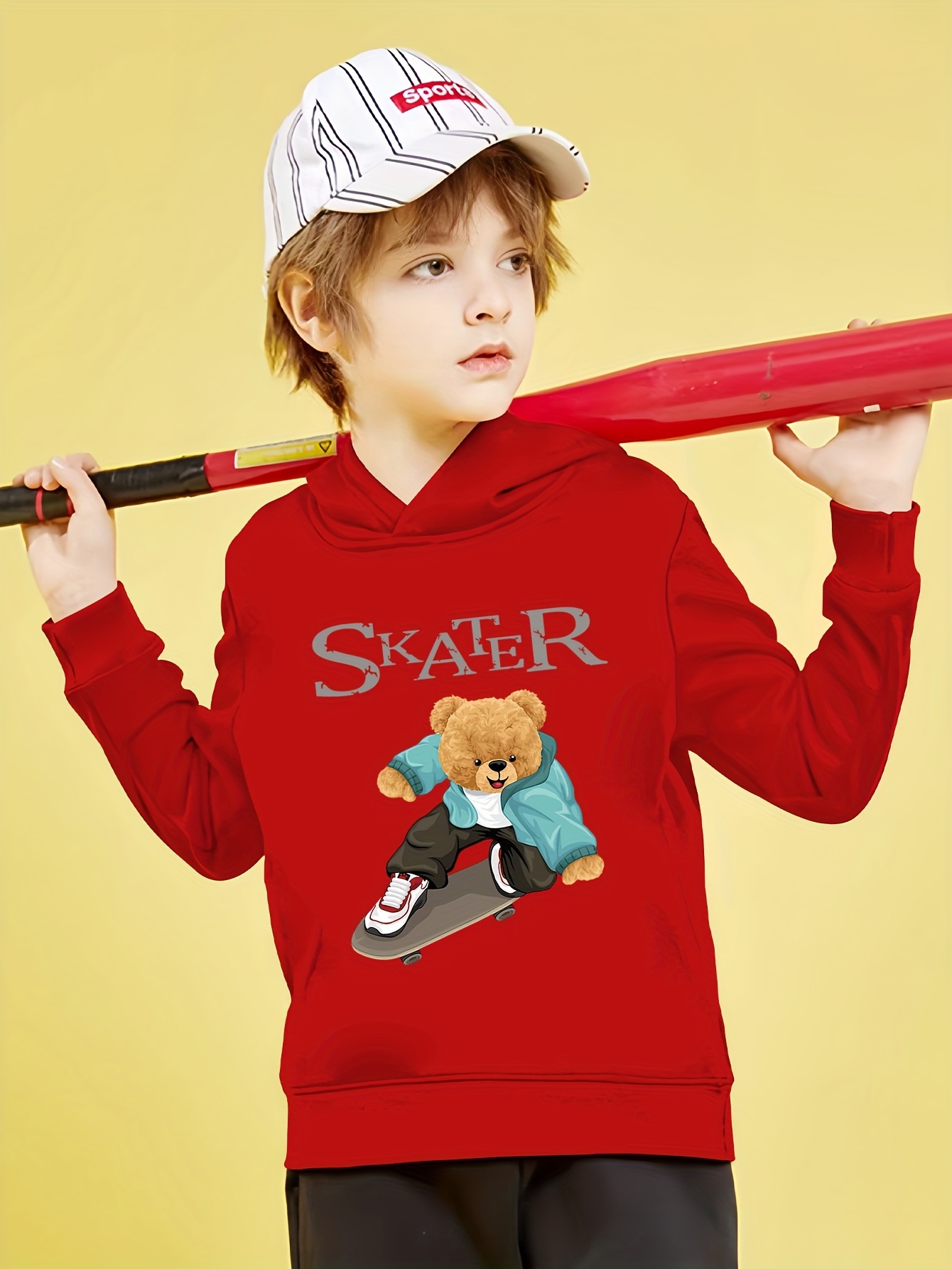 Cool Bear Skateboarding Print Cute&cozy Hoodie For Kids Boys - Keep Him  Warm And Stylish! - Temu