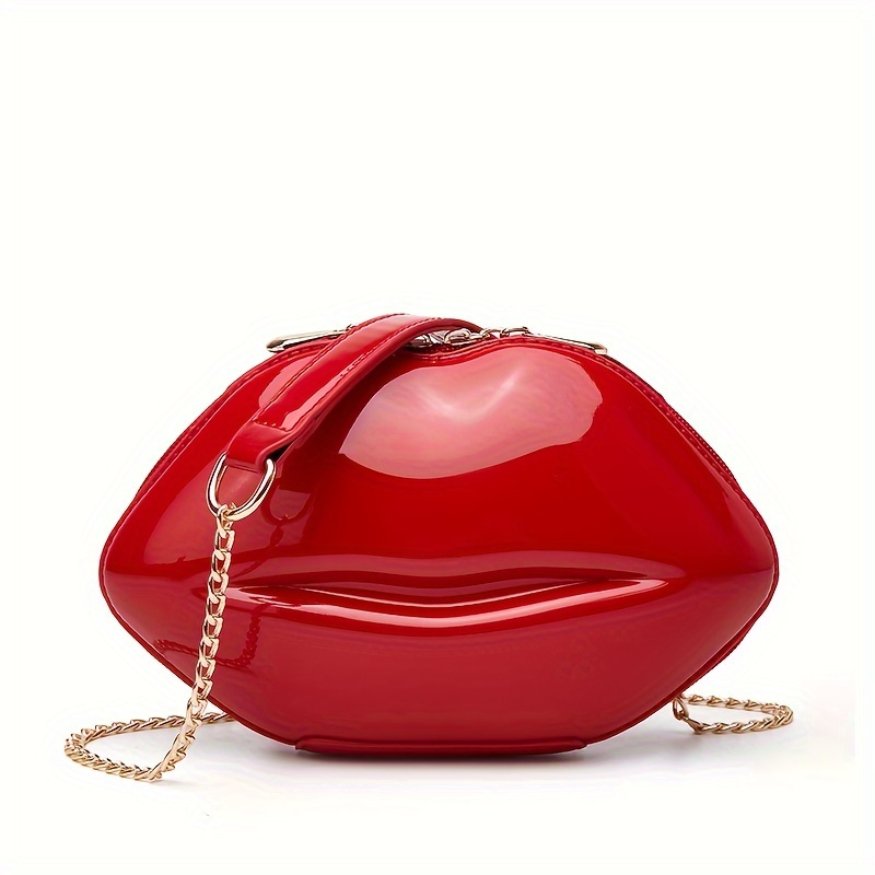 Retro Rhinestone Shoulder Bag Women's Chain Lip Lipstick - Temu