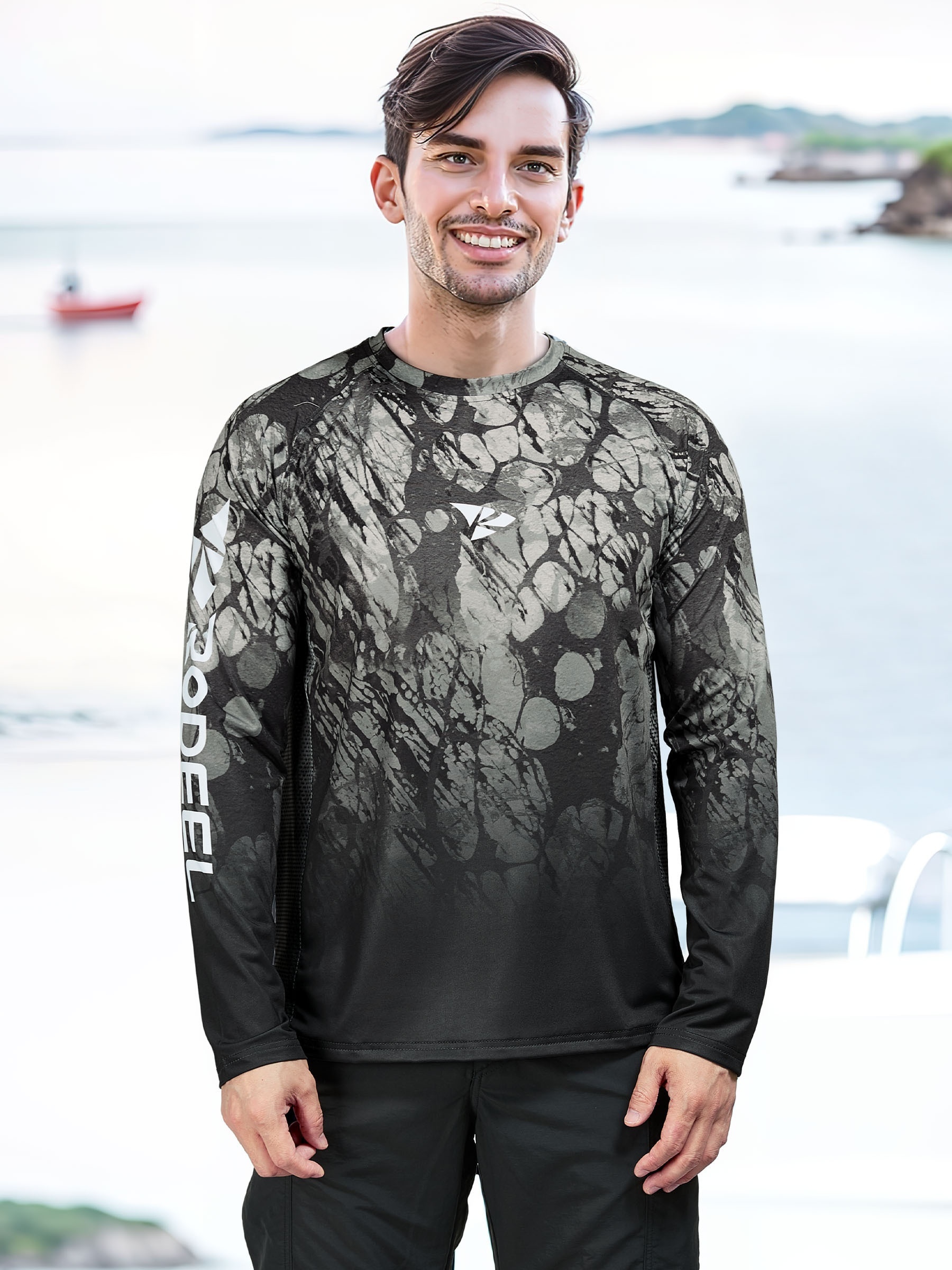 Men's UPF 50+ Long Sleeve Fishing Shirt FS09M - Black / M