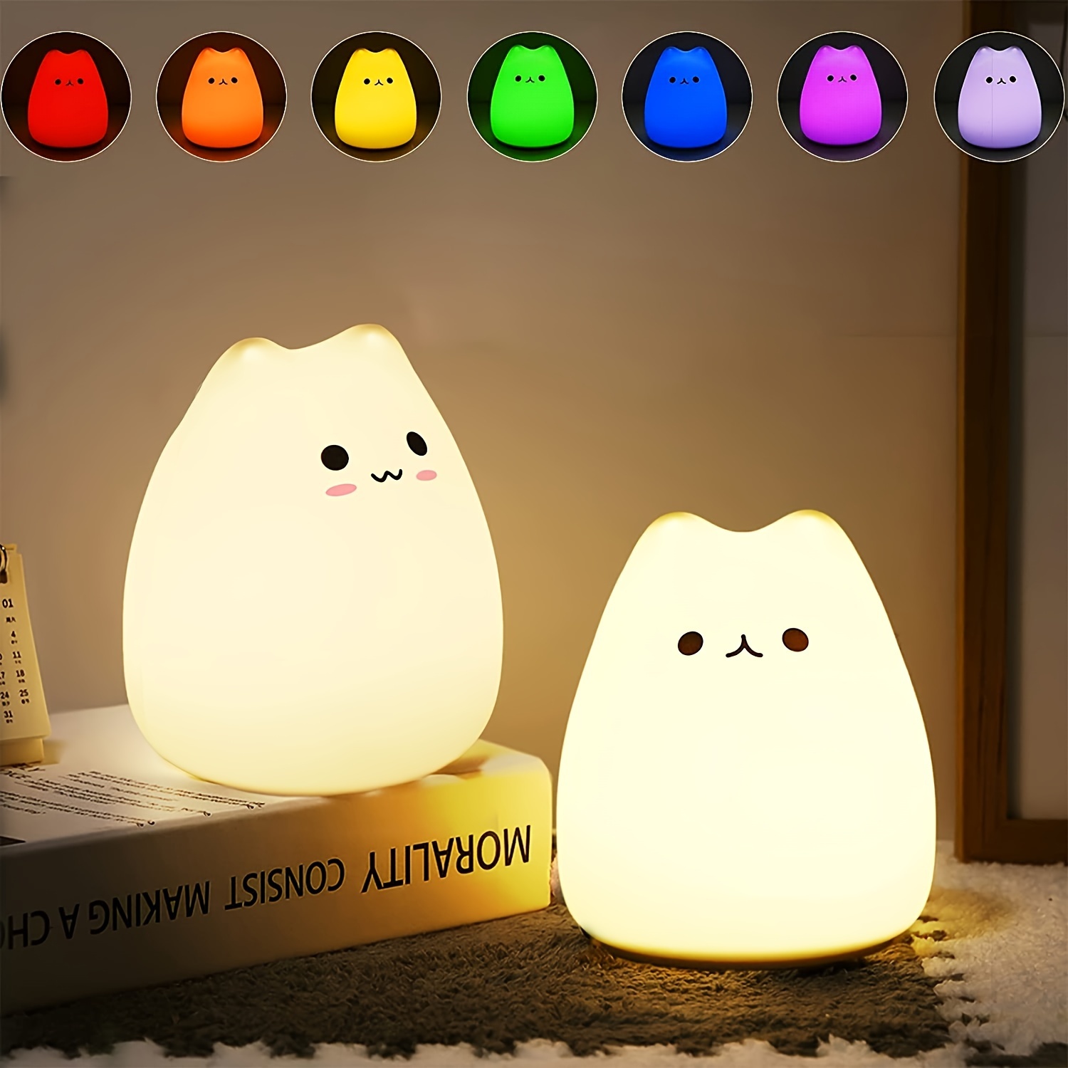 europeo creativo gato lámpara de mesa niños luz de la noche de la lámpara :  : Iluminación