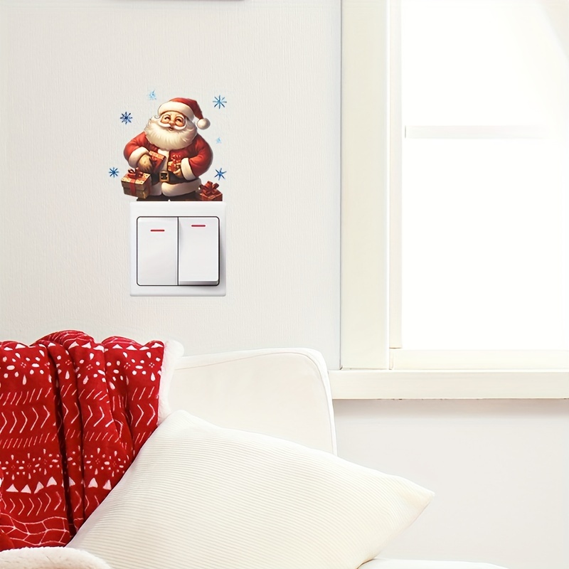 Merry Christmas Removable Switch Stickers, Funny Santa Claus And