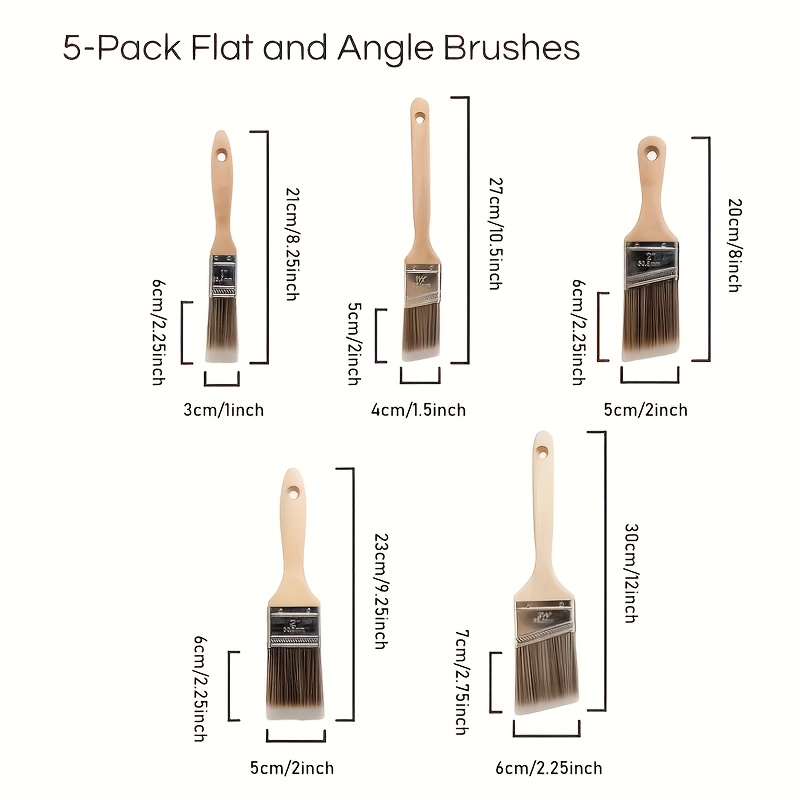 Pro Grade Premium Paint Brushes, 1 inch Angle Sash, 3 Pack Paint Brush Set