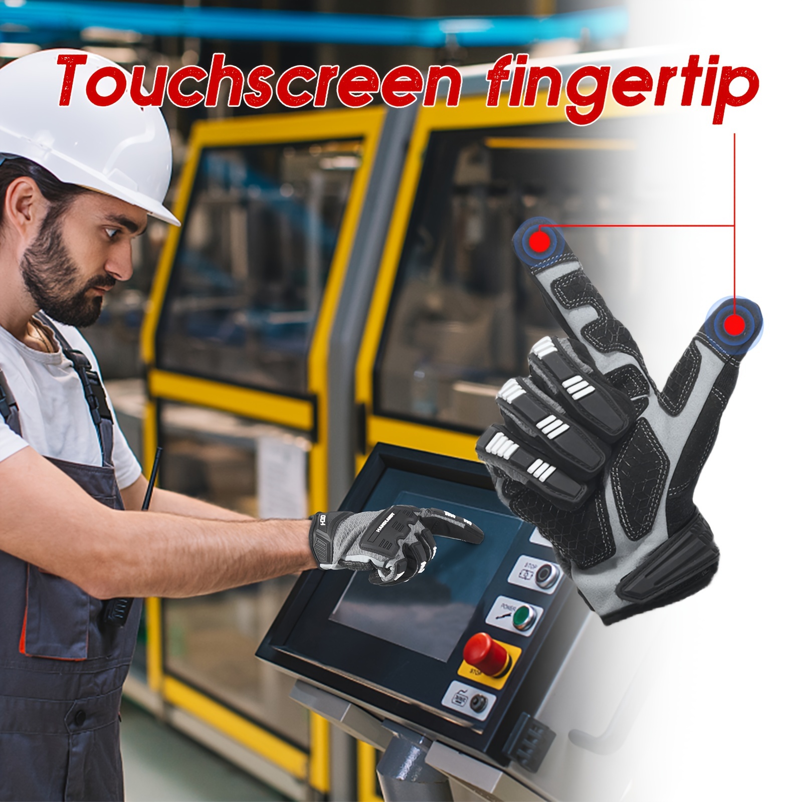 Guantes de trabajo de cuero mecánico para pantalla táctil, guantes de  construcción de trabajo