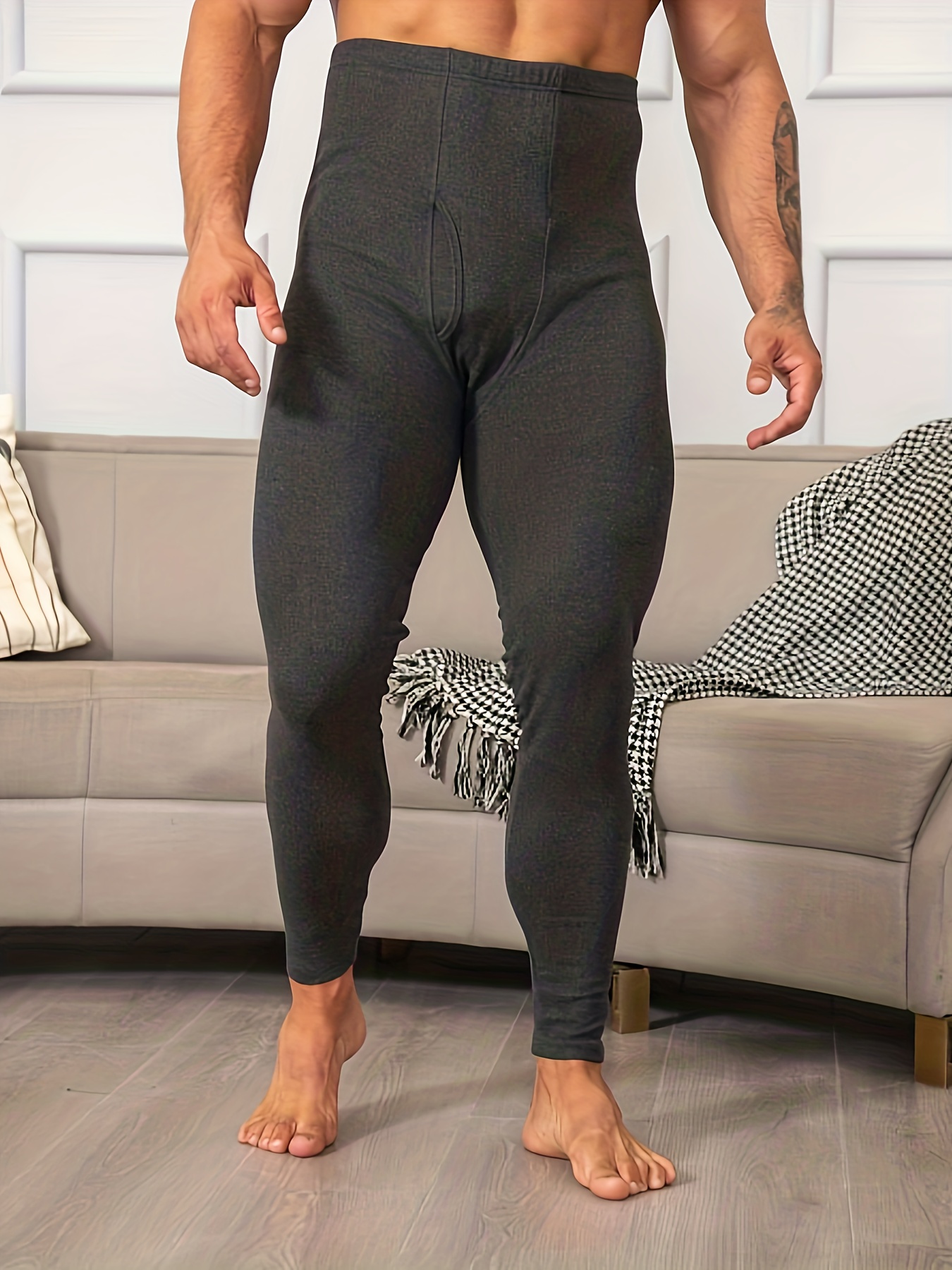 Mens Winter Warm Stretchy Thermal Underwear Bottom Long Johns Pants Ultra  Soft Thermal Bottoms Base Layer Leggings Tights 