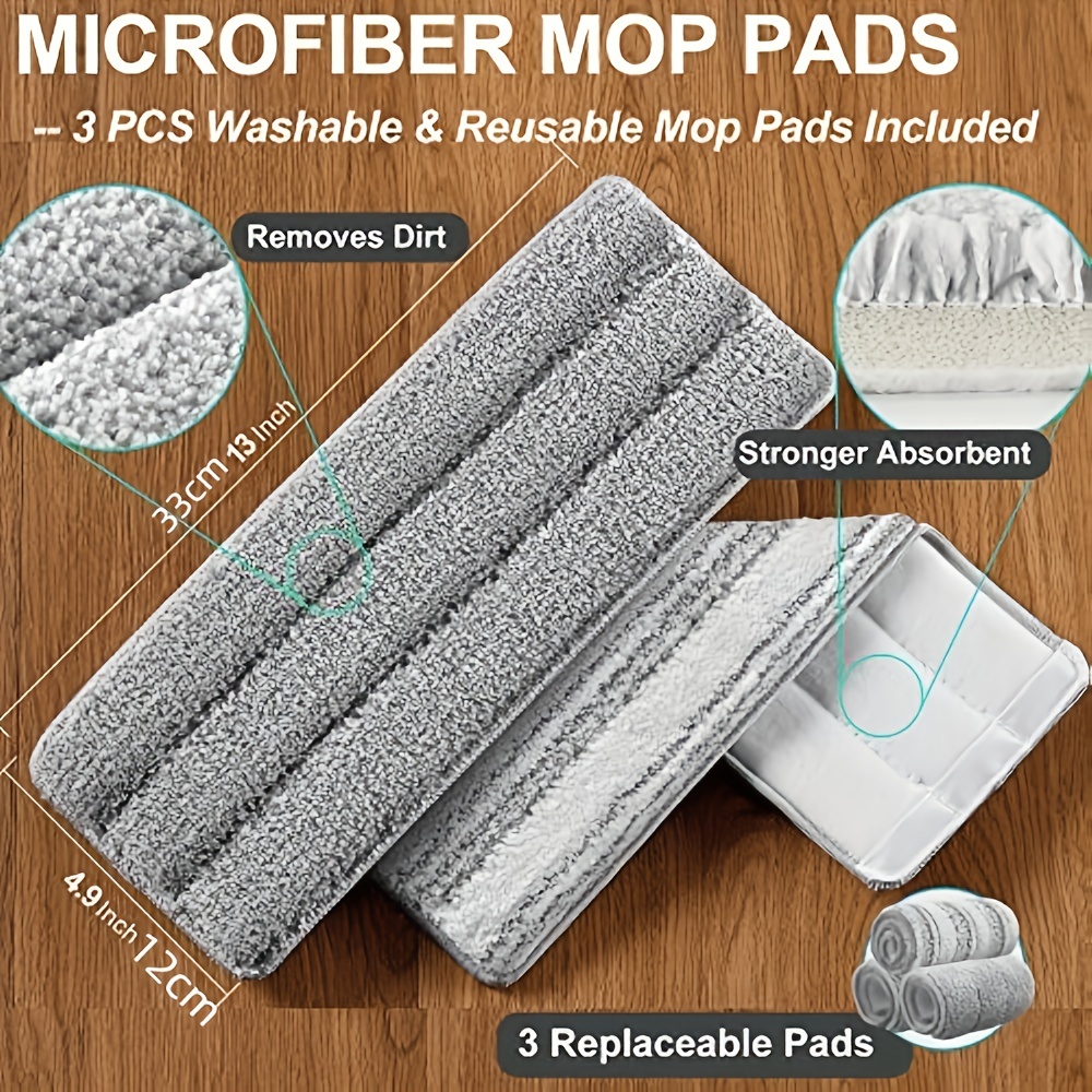 Self Cleaning Wet Dry Mop Flat Floor Mop Bucket System with 2/12 Microfiber  Pads