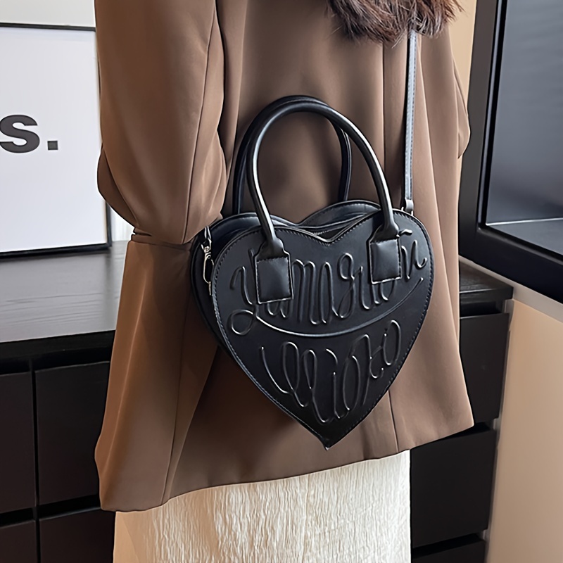 Y2k Solid Color Heart Shaped Satchel Bag Punk Style Top Temu