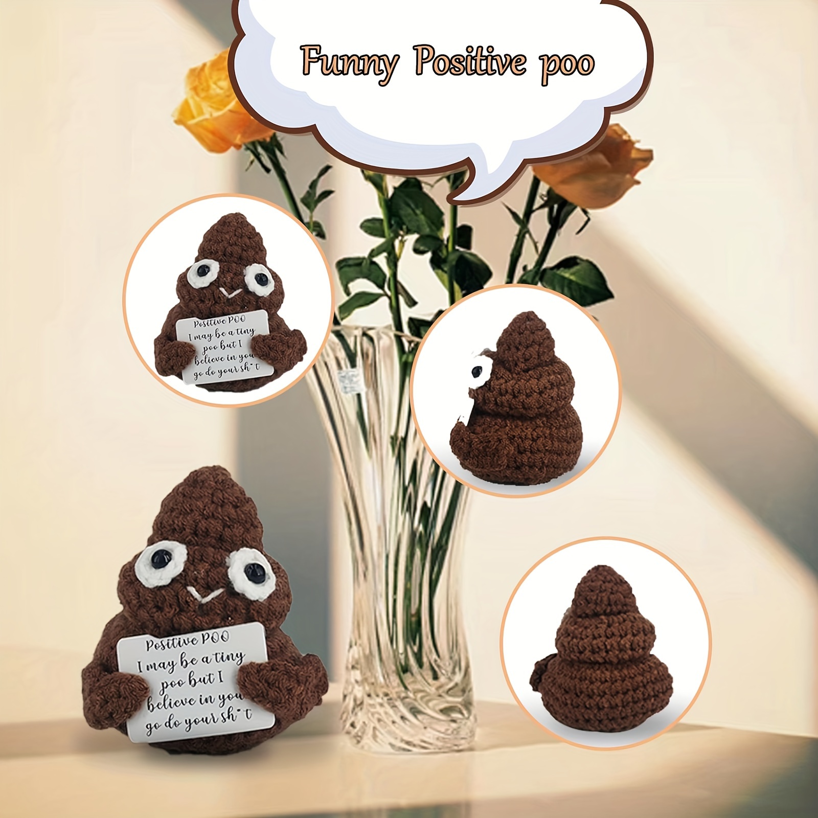 DSLSQD Mini Funny Positive Poo, 3 Inch Positive Poo