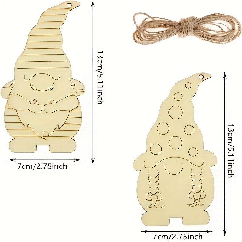 FOMIYES DIY Ornaments Unfinished Wooden, 40Pcs Blank Christmas Gnome Elf  Wood Slices Elf Wooden Hanging Ornaments Decoration with Rope Christmas DIY