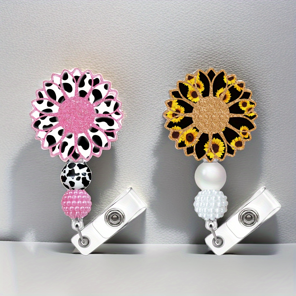 Decor Badge Reel Retractable Nurse Chest Tag Clips Cute Accessories Pink  Acrylic