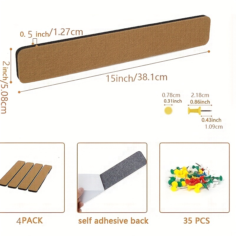 3/5 Self adhesive Cork Strips Office Learning Home - Temu
