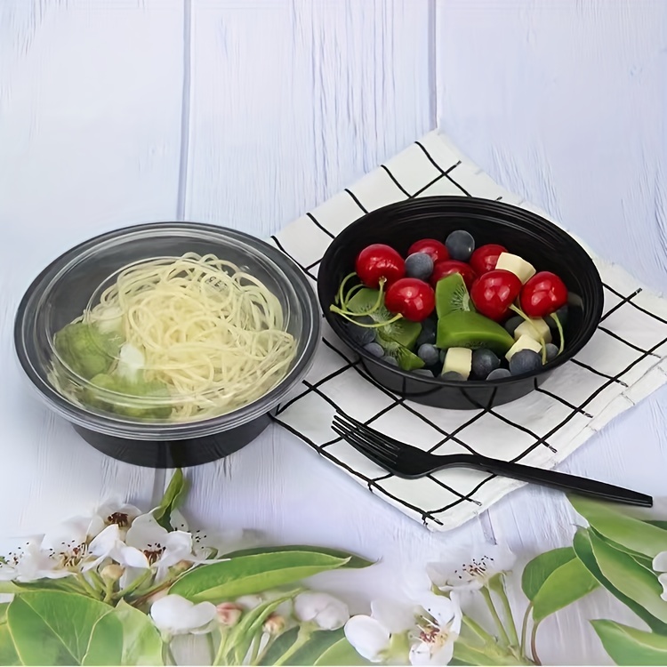 50pcs Plastic Bowl Microwaveable Disposable Takeaway Bowl - Temu