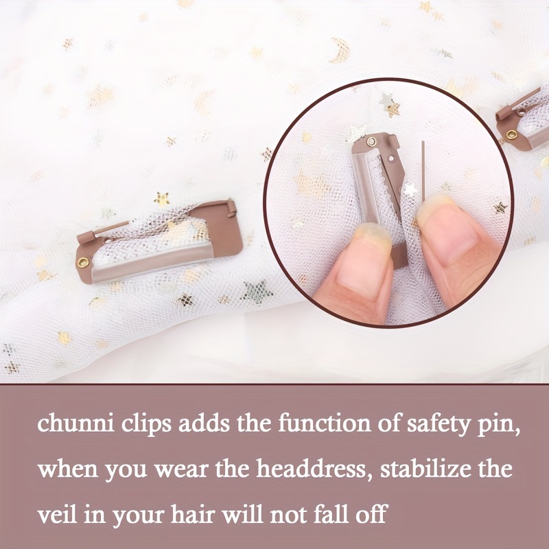 24 pcs Chunni Dupatta Clips with Safety pin,10-Teeth Strong chunni Grip  Hair Clip, Duppatta Hack Hijab Tikka Setting Grip Clips for Women  (24PCSMixed