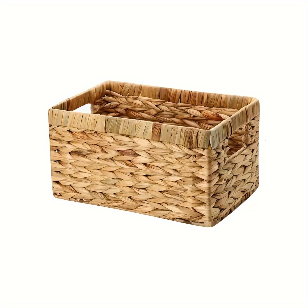 Artera - Cesta de almacenamiento de mimbre grande, juego de 3 cestas  tejidas de jacinto de agua con asa, contenedores de almacenamiento  rectangulares