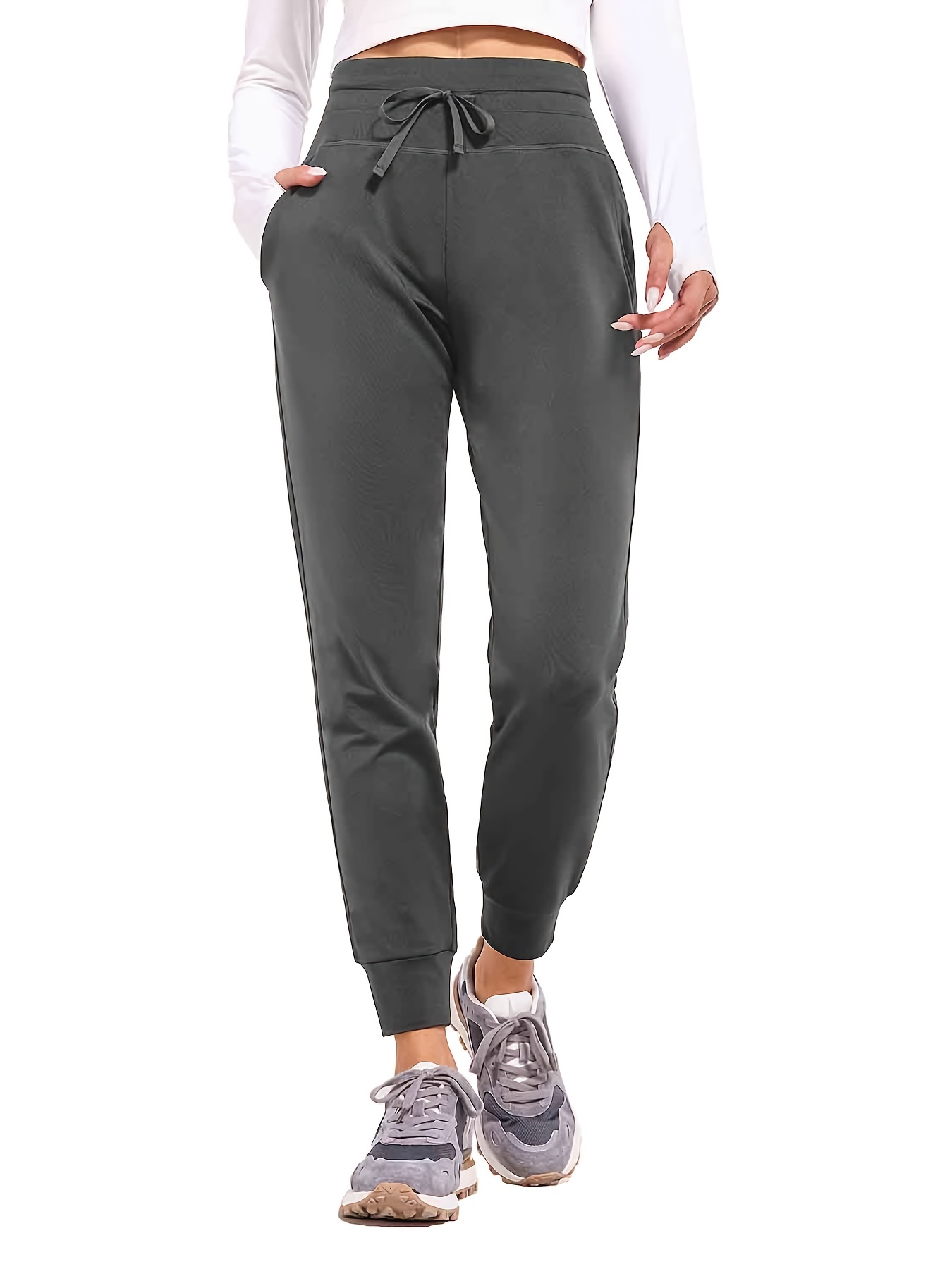 Womens Sweatpants Fleece Lined Pants High Waisted Sweat Pants Winter  Thermal Ski Hiking Joggers Khaki XL