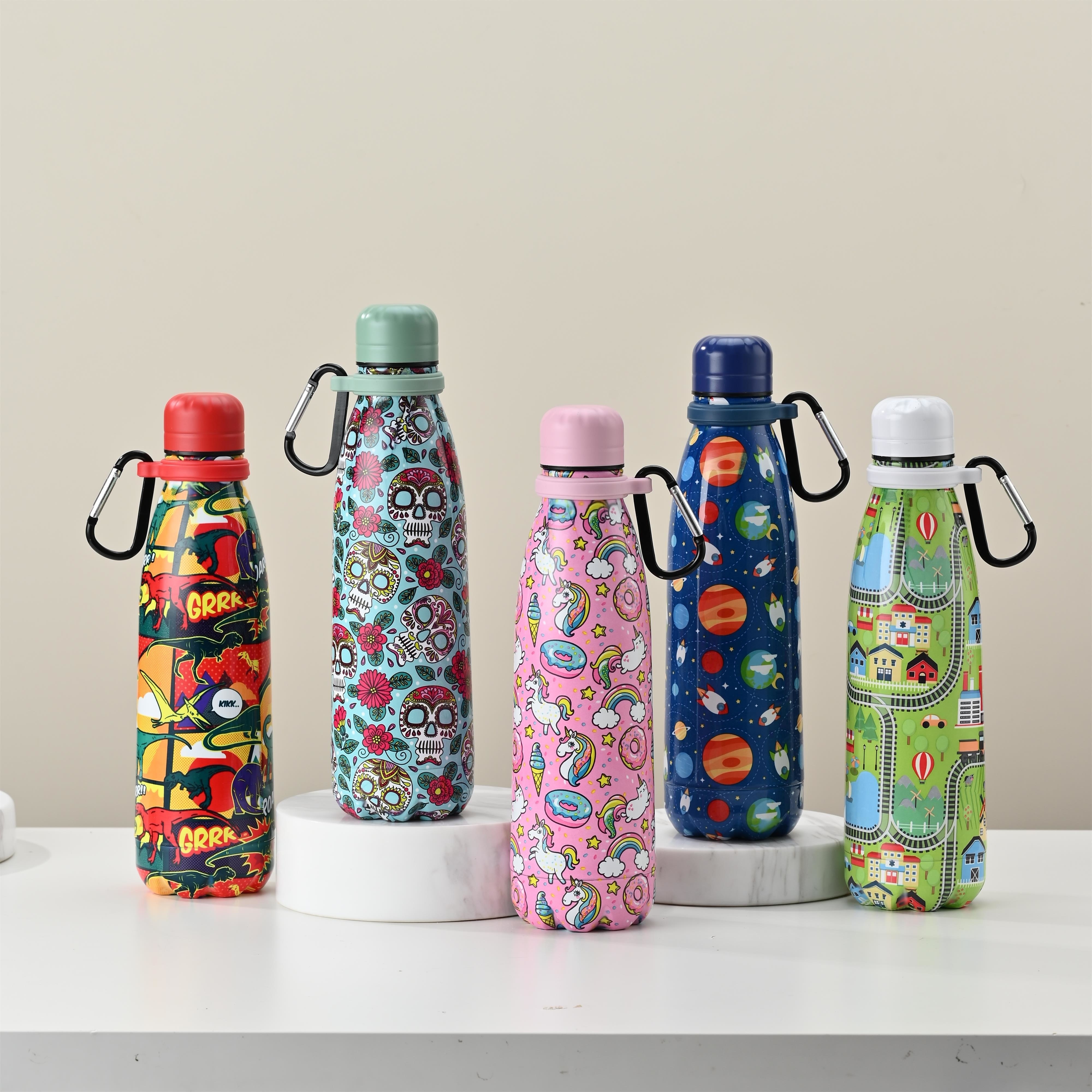 Cactus and Flamingo Kids Leak Proof Water Bottles with Push Button