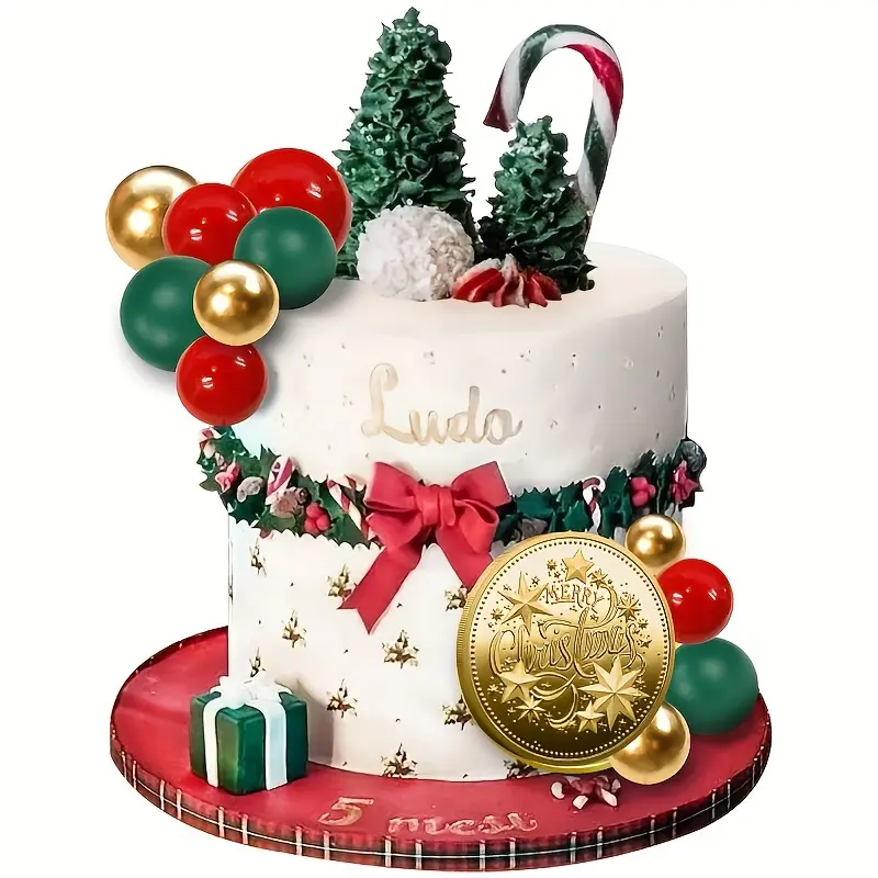 25 шт., шарики для торта, топпер для кекса с Рождеством, красочный жемчужный шар, топпер для торта для DIY, украшения для торта, зимние рождественские товары для дня рождения (красный, зеленый, золотой) подробные сведения 2