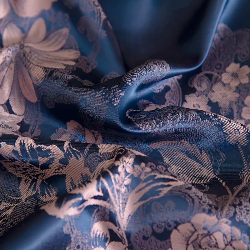 Taie d'oreiller en satin motifs jacquards bleu et gris