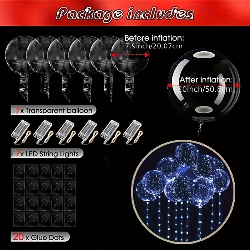 20 LED Luminous Balloon Strings And Things With Transparent Print Pattern,  70cm Pole, And 3 Meters Line For Weddings And Parties From Garden_light,  $1.03
