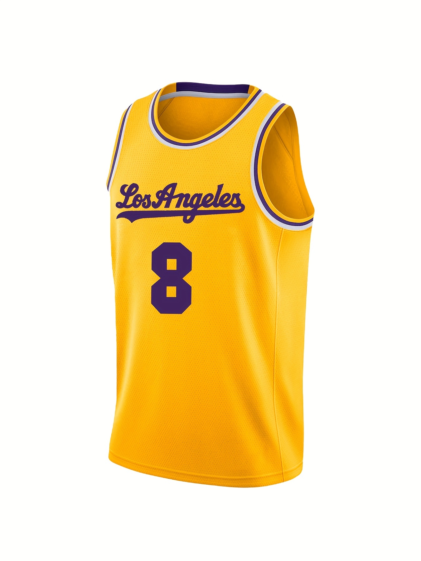 Temu Men's Los Angeles #824 Breathable Embroidery Basketball Jersey, Mens Vintage Round Neck Sleeveless Uniform Basketball Shirt for Training