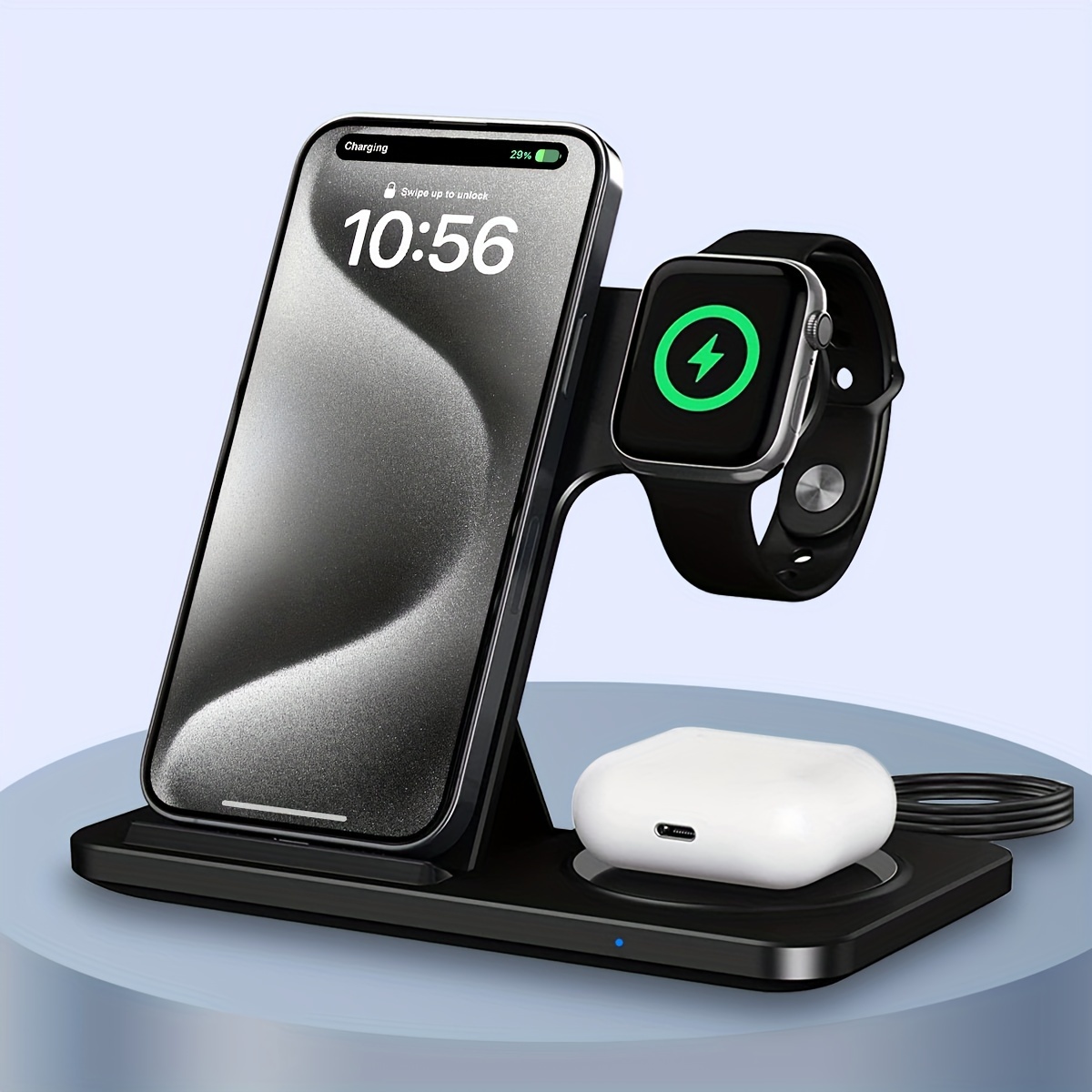 Soporte para auriculares con cargador inalámbrico 4 en 1, soporte para  auriculares y estación de estación para Apple Watch, AirPods  Max/Pro/2/iPhone