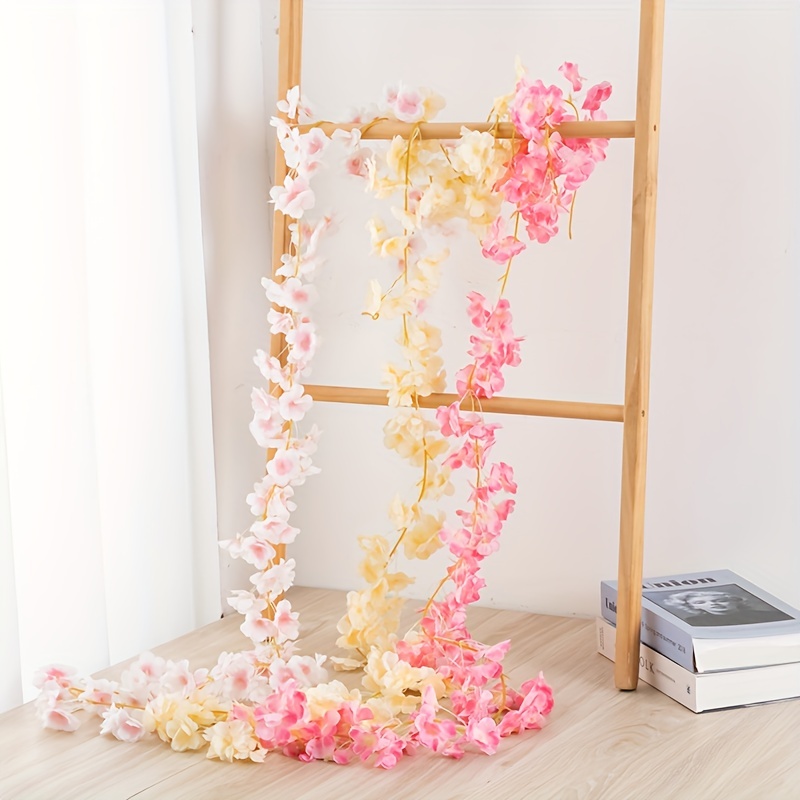 Buy Artificial Silk Cherry Blossom Vine 2 Pack Pink Faux Cherry Flowers  Rattan Hanging Garland for Party Wedding Holiday Decoration Home Hotel  Garden Archway Porch Wall Decor Online at Low Prices in