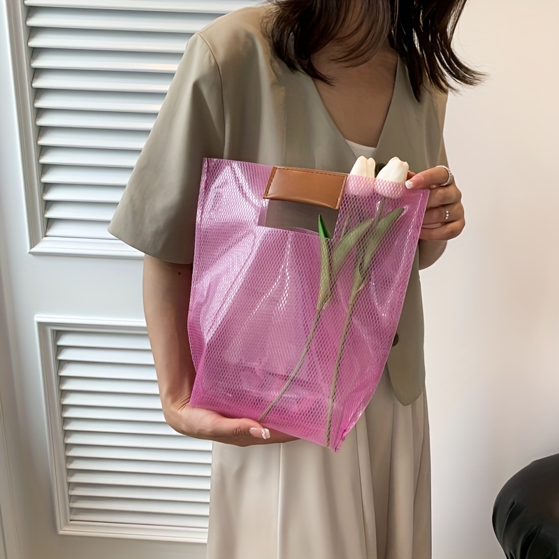 Clear PVC Reusable Shopping Bag For Women Eco Tote Handbag Summer Beach  Shopping Pouch Transparent Large Ladies Shoulder Bags