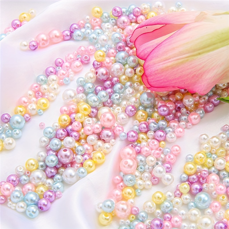 Vivid Bright Candy Color Straight Hole Imitation Pearl Loose - Temu