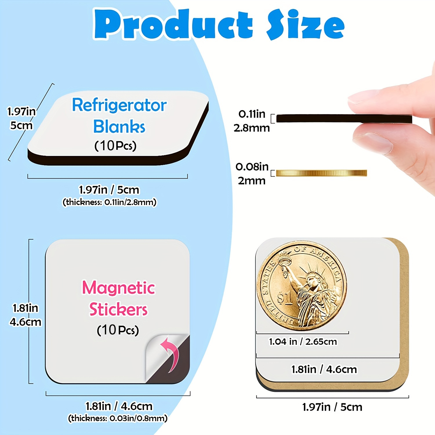 10pcs Sublimation Magnet Blanks, Sublimation Blank Refrigerator Magnets,  Fridge Magnet For Kitchen Office Decorative, 2.17x2.17 inch (Octagonal)