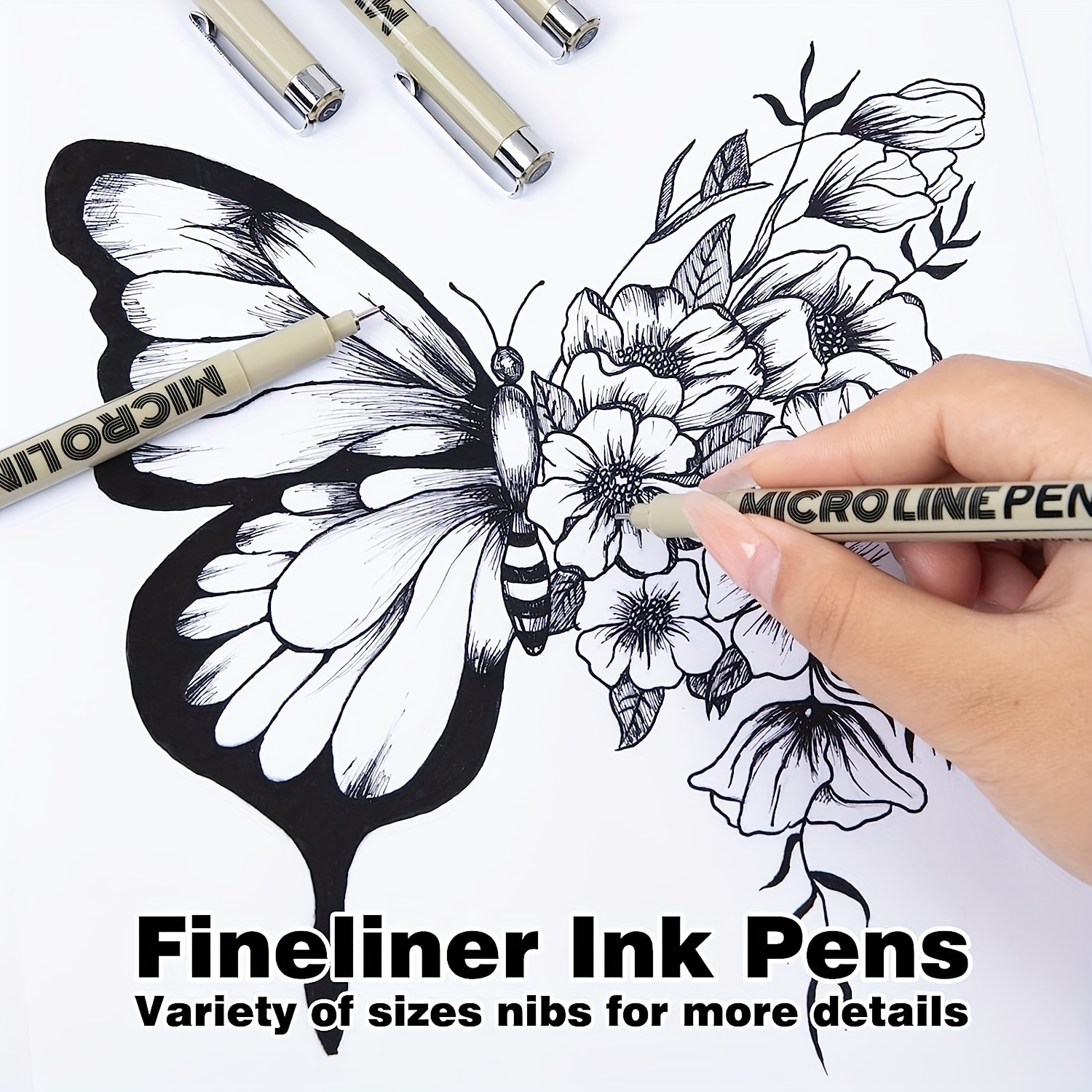 Micro Fineliner Drawing Art Pens: 12 Black Fine Line Waterproof Ink Set Artist  Supplies Archival Inking Markers Liner Professional Sketch Outline Manga  Anime Sketching Watercolor Zentangle Kit Stuff 12 Tip Sizes