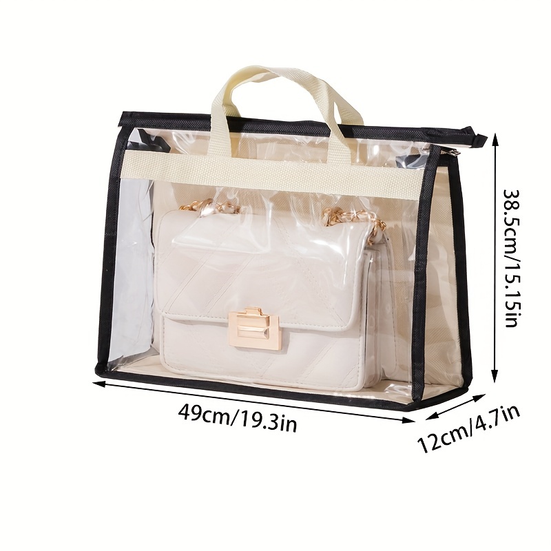 Clear PVC Handbag Dust-Free Cover Moistureproof Purse Storage Bag Organizer  with