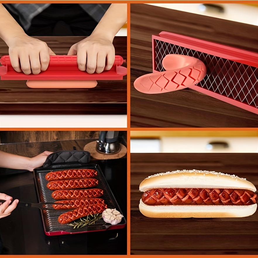 1pc Red Sausage Hot Dog Cutter, Bbq And Kitchen Hot Dog Slicing
