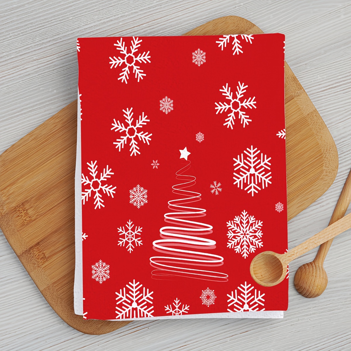 Red Winter Christmas Snowman Snowflake Soft Microfiber Kitchen Towel  Absorbent Clean Dish Cloth Towels Kichen Cleaning Supplies