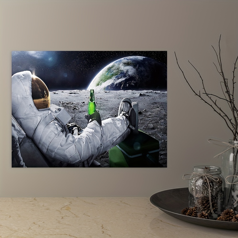 Astronaut trinkt Bier auf dem Mond hd