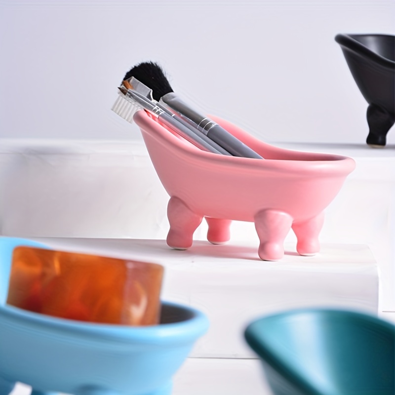 Ceramic Bathtub Soap Dish with Drainage Holes Bathroom Accessories