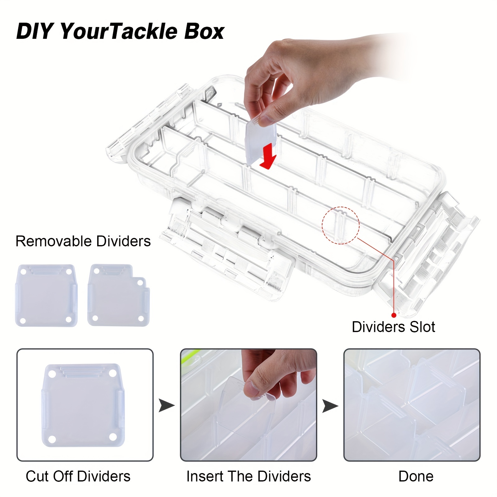 Fishing Tackle Box Storage Tray with Removable Dividers Fishing