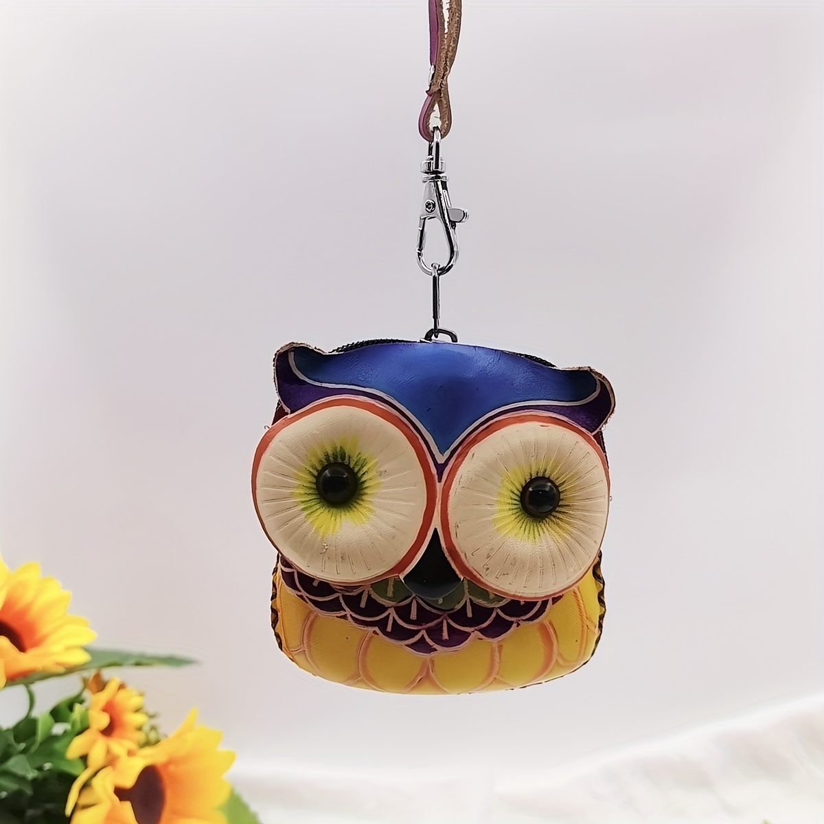 1pc Fashionable Owl Shaped Coin Purse Keychain, Trendy Personality