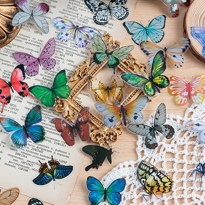 Vintage Scrapbook Stickers Transparent Butterfly Aesthetic - Temu