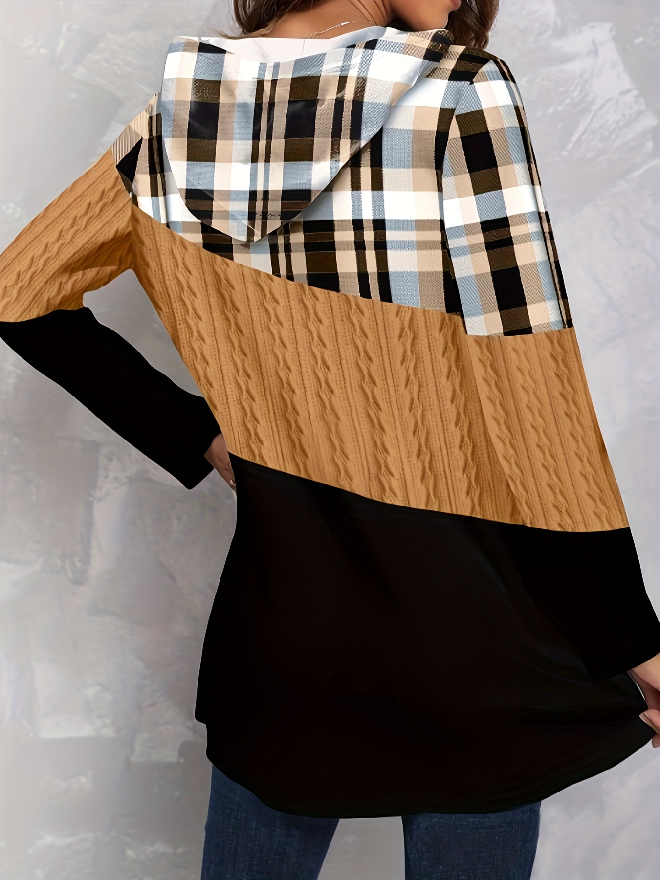 Plus Size Casual Sweatshirt Women's Plus Colorblock Plaid - Temu