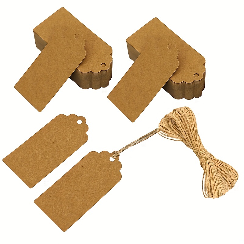 Kraft Paper Tags, 2'' x 4'' Paper Gift Tags with Twine for Arts and Crafts,  Wedding Christmas Thanksgiving and Holiday-100PCS (Black)