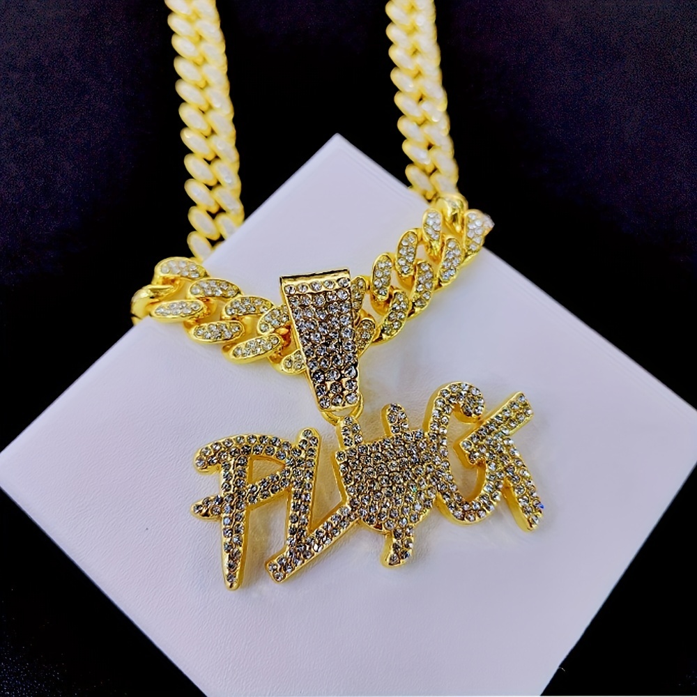 Ice City NEW Men's Necklace SAVAGE Bling Dripping Letters Pendant Rope  Chain Gold Necklace Silver Necklace for Men Rhinestone Pendant Hip Hop - 26  Inches
