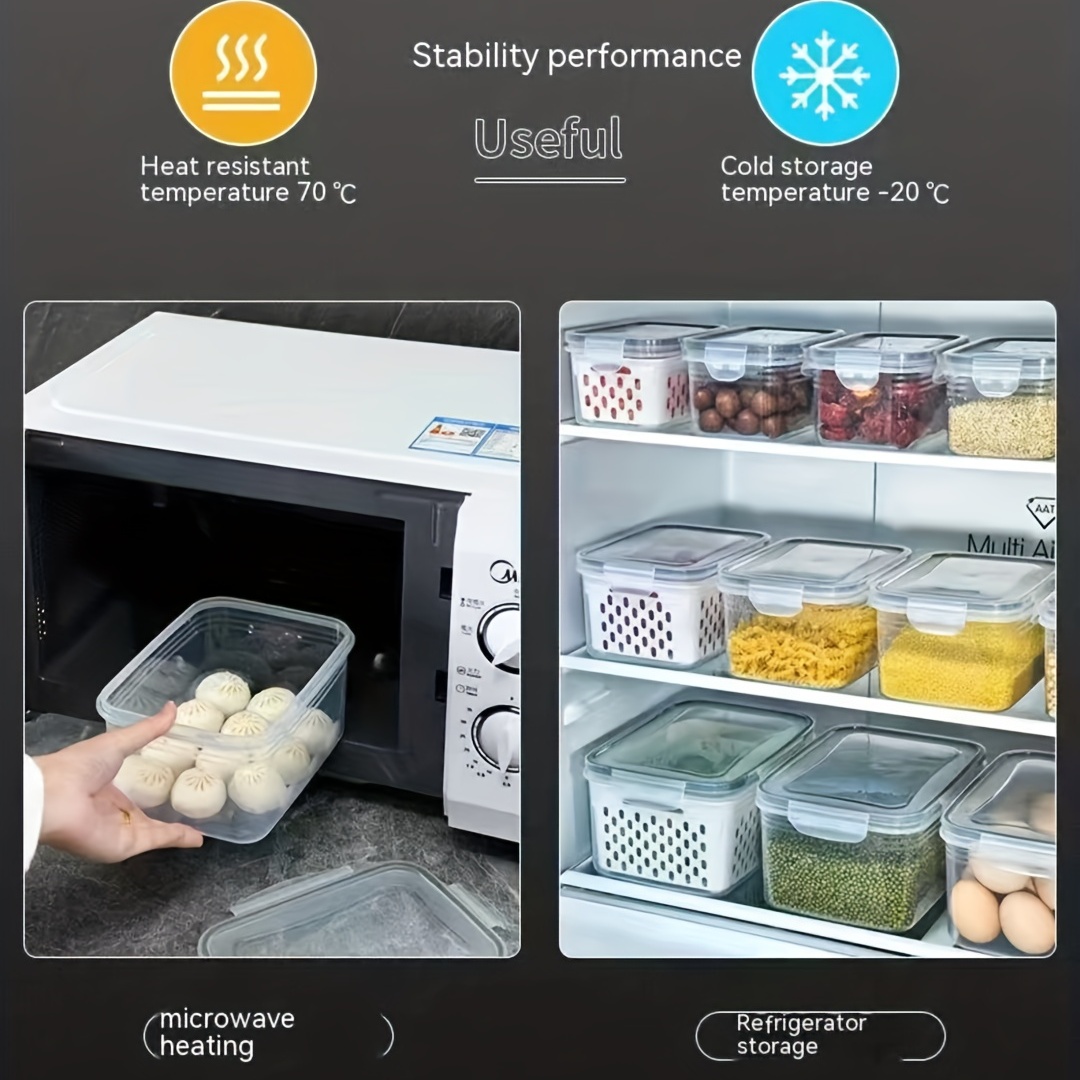 1pc crisper box refrigerator for vegetables and fruits frozen meat storage  Kitchen storage box durable cold storage can be microwave oven