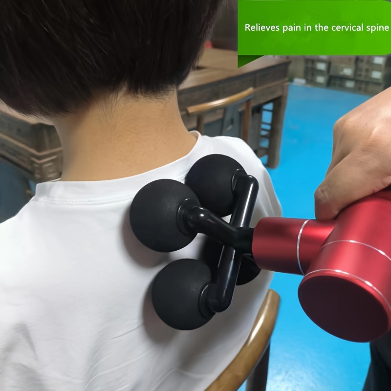 1pc Fascia Gun Creative Silicone Massage Head, Four-Head Plastic Accessory Massage Head, Muscle Massage Head, Deep Tissue Massager Replacement Head Suitable for Waist, Legs, Shoulders