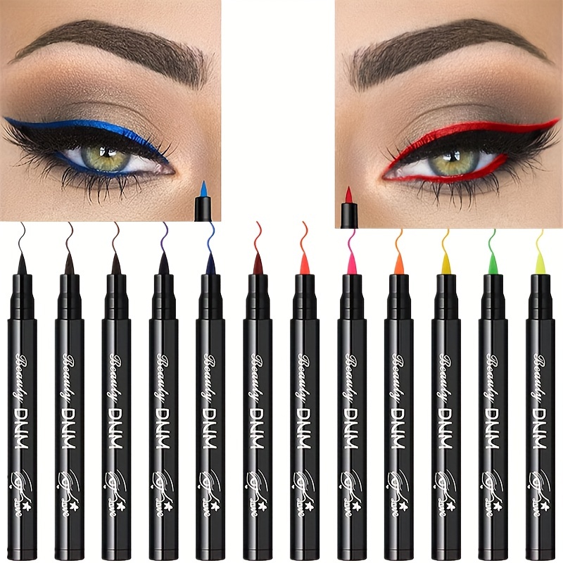 

12 Colors Soft Liquid Eyeliner Balm, Natural Long Lasting Waterproof, Liquid Colored Eyeliner Pen Smudge-proof Eyeliner Balm