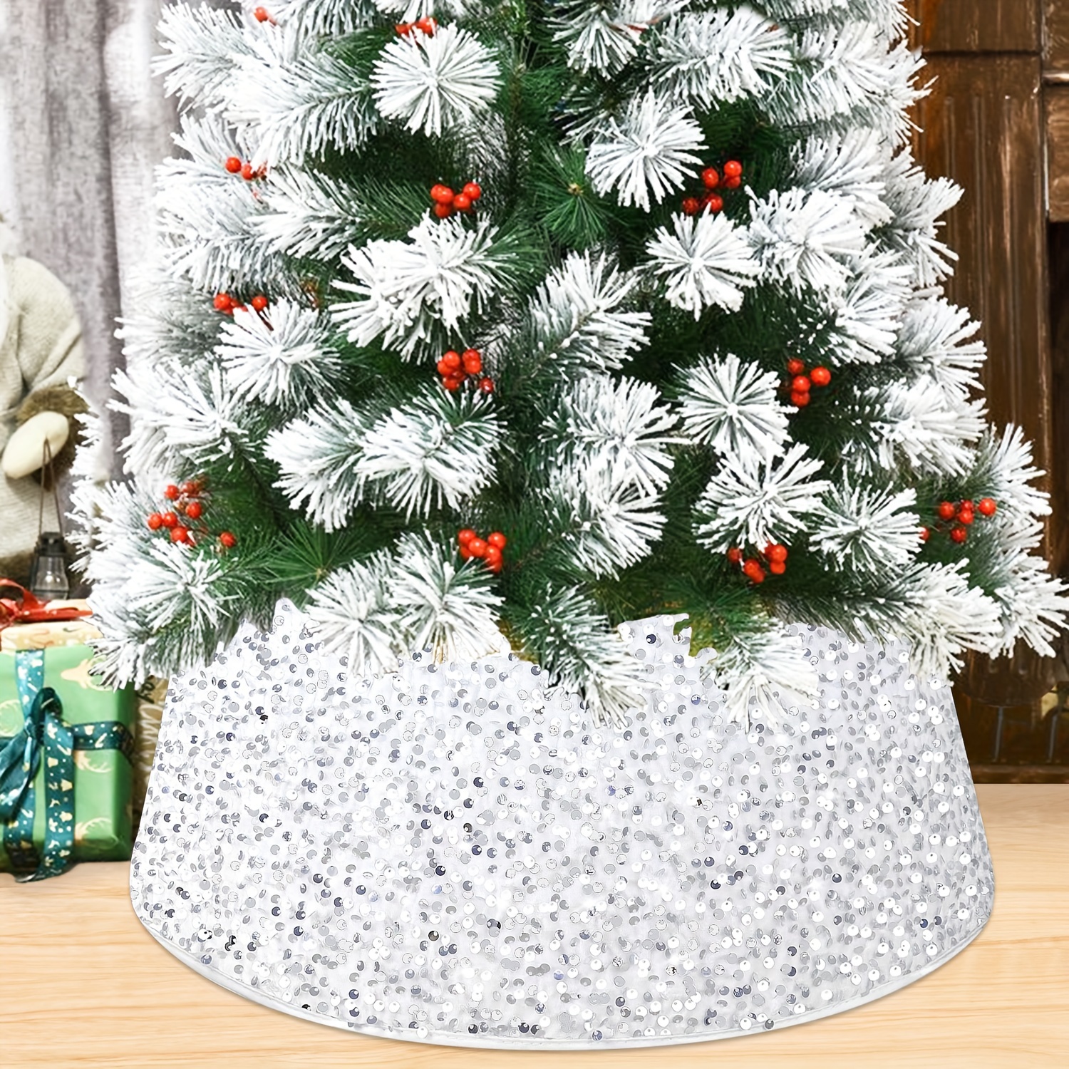 1pc, Artificial Holly Berry Stems Glitter Fake White Berries Christmas Tree  Wreaths Sprigs Crafts Decor Winter Berry Floral Picks Home Holiday Wedding