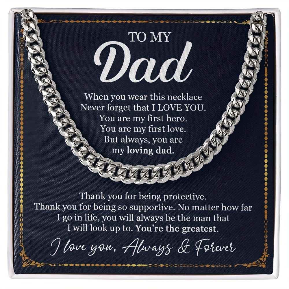 To My Dad - You Are My Guiding Light - Cuban Link Chain with Engraved Cross  Pendant Necklace
