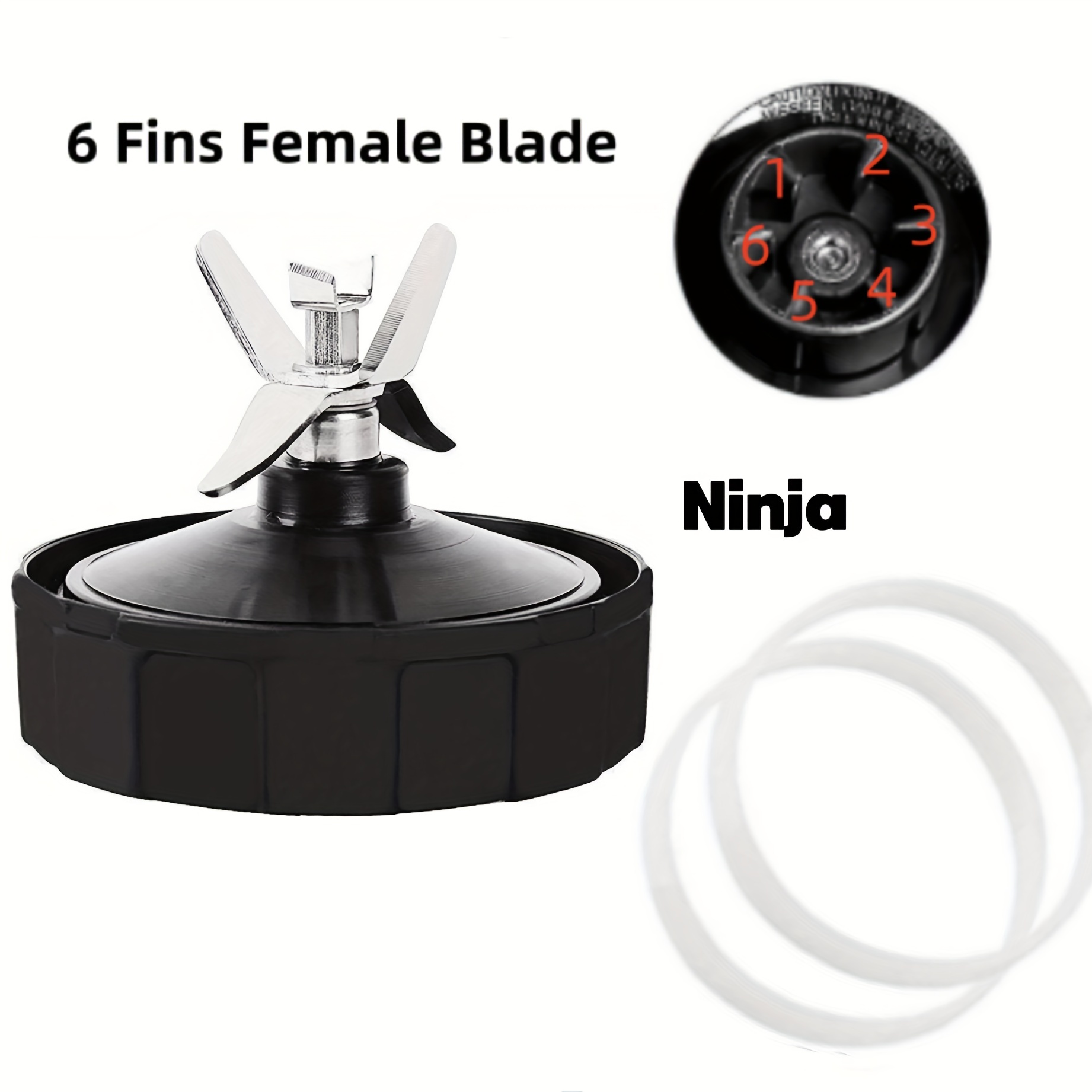 6-fins Female Ninja Blender Blade Replacement Parts Compatible With Auto Iq  Blenders. [ Female Fins Only] 6 Fins Ninja Blender Blade 1 + Seal Ring 2,  Blender Accessories - Temu