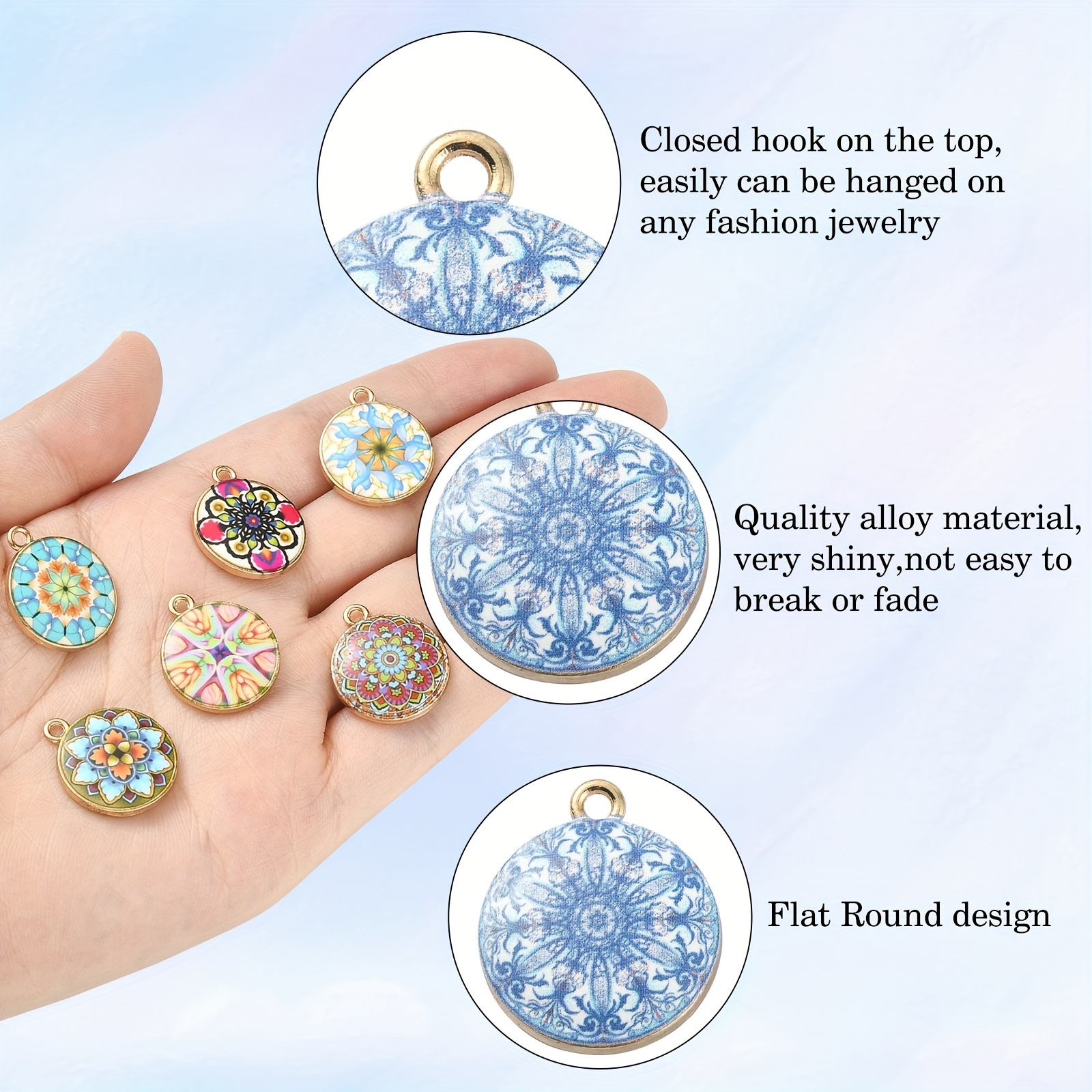 40pcs Assorted Gold Plated Enamel Flower Charms Pendant DIY Jewelry Making  Gift